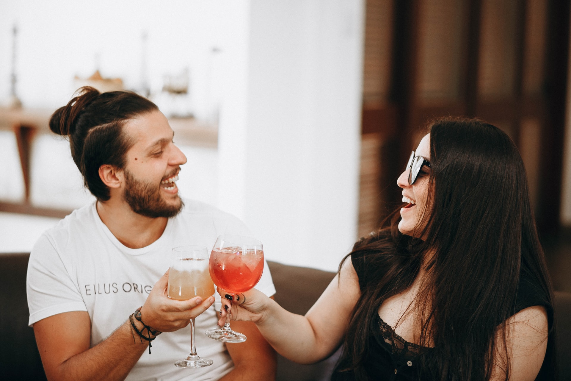 couple with a drink each