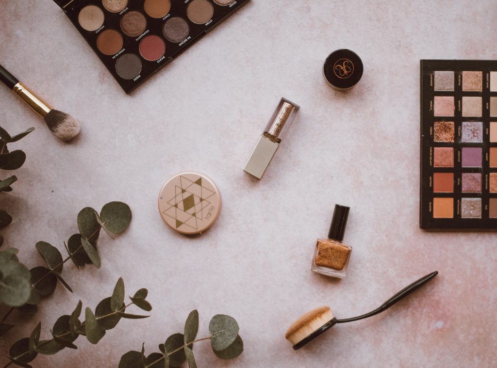 PR list for makeup UK flatlay makeup image