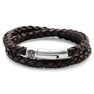 men's bracelet made of braided leather with a stainless steel fastening- Valentine's Gift Ideas for Men