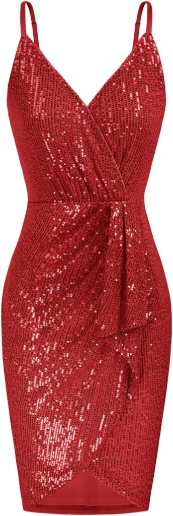 red sequin edgy Christmas party dress
