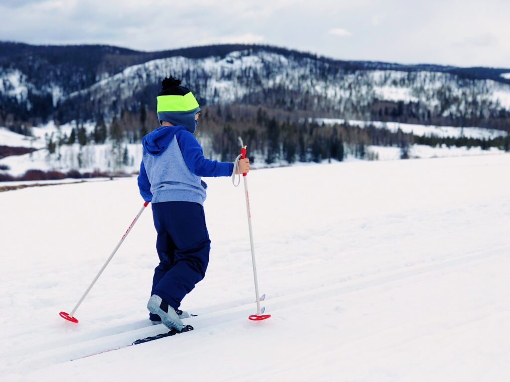 child skiing