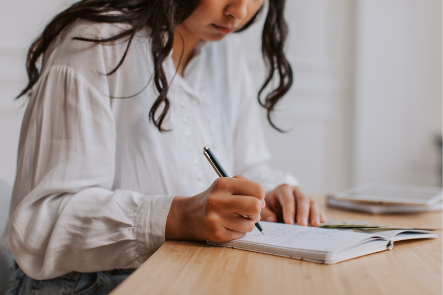 woman working out her finances