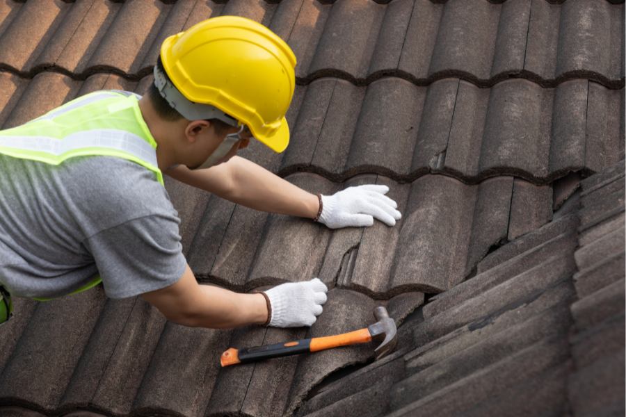 Roofer on a roof